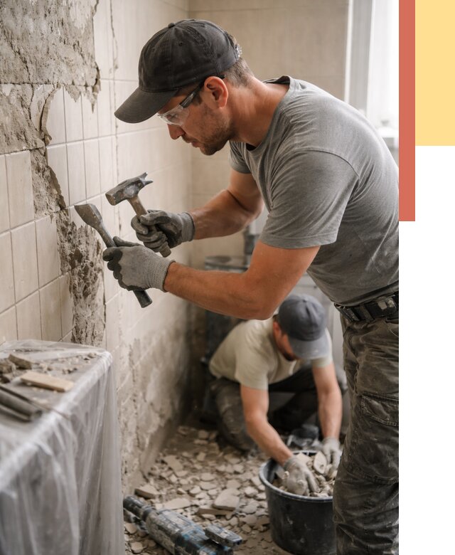 Демонтаж плитки со стен в Кирове от 881 руб. — быстро и недорого | ОТДЕЛОЧНИК-Кри