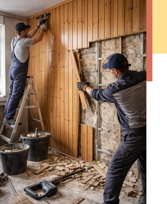 Демонтаж вагонки со стен в Кирове от 1502 руб. — снятие, удаление, срочно | ОТДЕЛОЧНИК-Кри