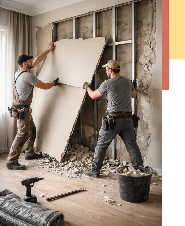 Демонтаж гипсокартона со стен в Кирове от 363 руб. — услуги демонтажа | ОТДЕЛОЧНИК-Кри