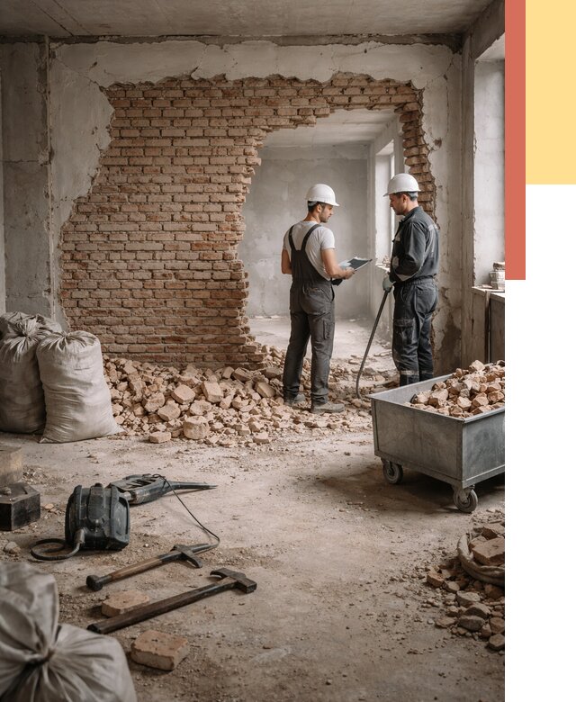 Демонтаж кирпичных стен в Кирове от 4352 руб. — быстро, недорого, под ключ | ОТДЕЛОЧНИК-Кри