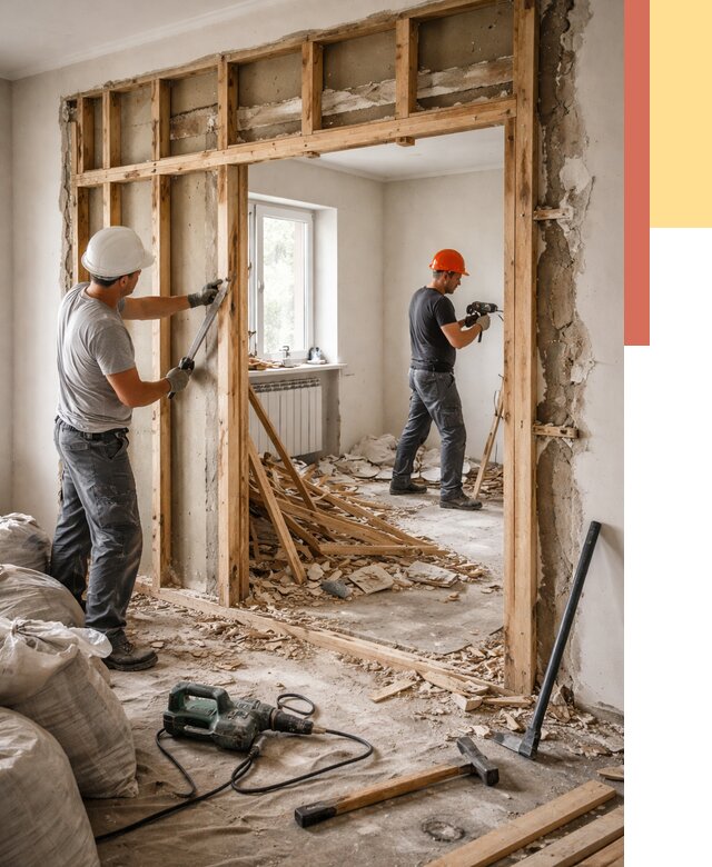 Демонтаж деревянных перегородок в Кирове от 3316 руб. — быстро и недорого | ОТДЕЛОЧНИК-Кри