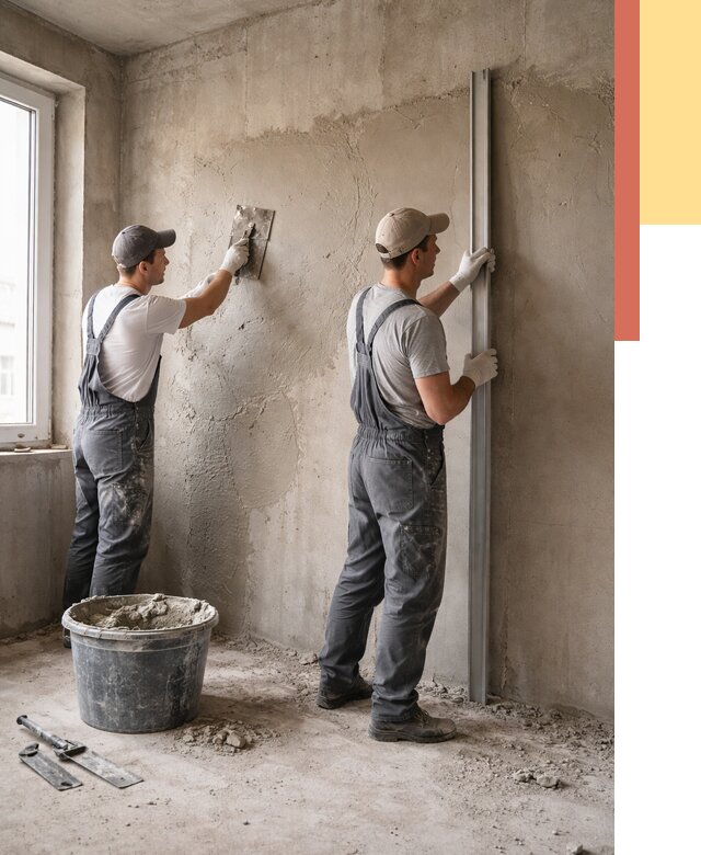 Штукатурка бетонных стен в Кирове от 4663 руб/м² — качественно и быстро | ОТДЕЛОЧНИК-Кри