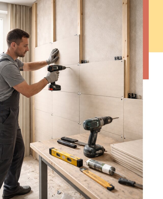 Монтаж МДФ панелей на стены в Кирове от 1295 руб. под ключ | ОТДЕЛОЧНИК-Кри