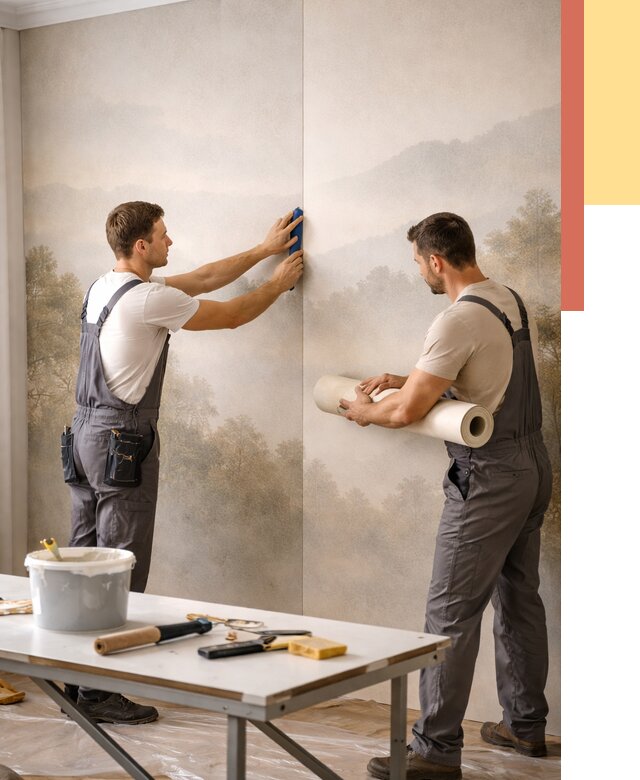 Поклейка фотообоев в Кирове от 8808 руб/м² — быстро и недорого | ОТДЕЛОЧНИК-Кри