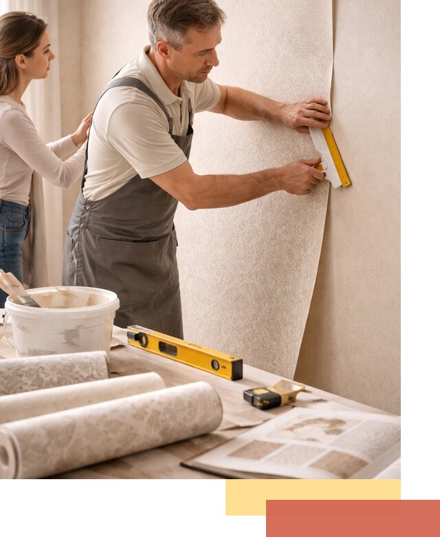 Поклейка обоев с подбором рисунка в Кирове