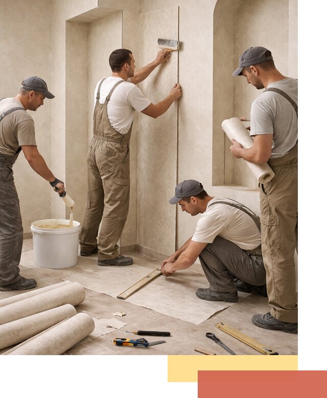 Поклейка обоев на сложные стены и неровные поверхности в Кирове