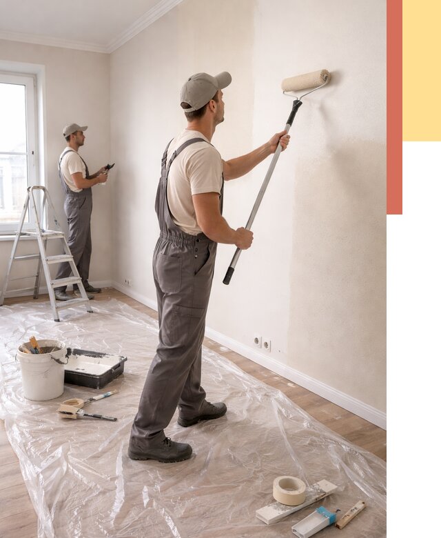 Покраска стен акриловой краской в Кирове от 3627 руб./м² — быстро и недорого | ОТДЕЛОЧНИК-Кри