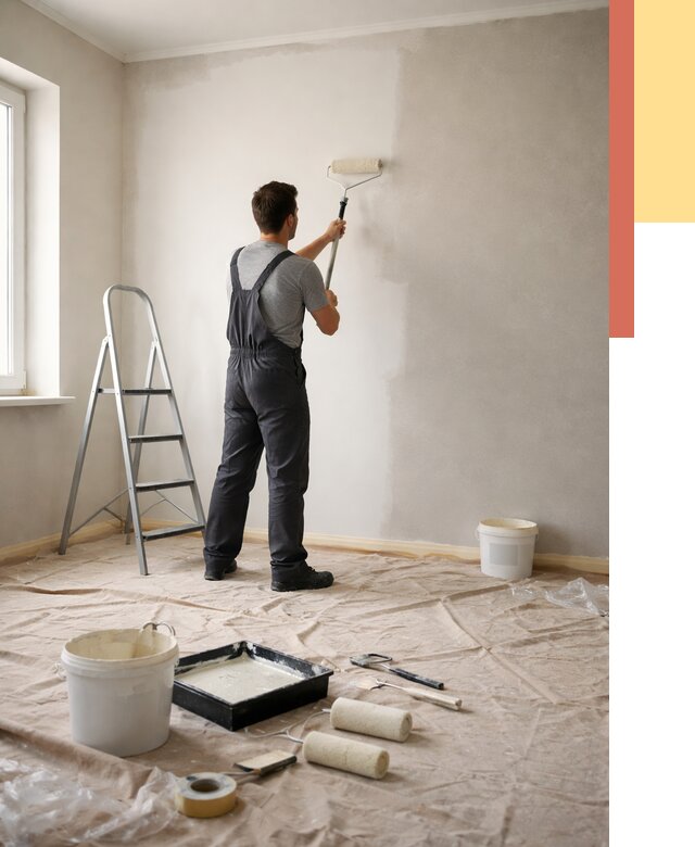 Покраска стен моющейся краской в Кирове от 363 руб./м² — быстро и недорого | ОТДЕЛОЧНИК-Кри