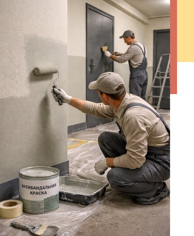 Покраска стен антивандальной краской в Кирове от 4663 руб./м² под ключ | ОТДЕЛОЧНИК-Кри