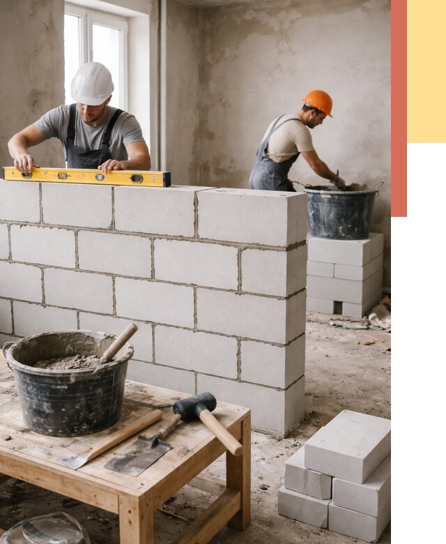 Кладка перегородок из газобетона в Кирове от 3316 руб. под ключ | ОТДЕЛОЧНИК-Кри