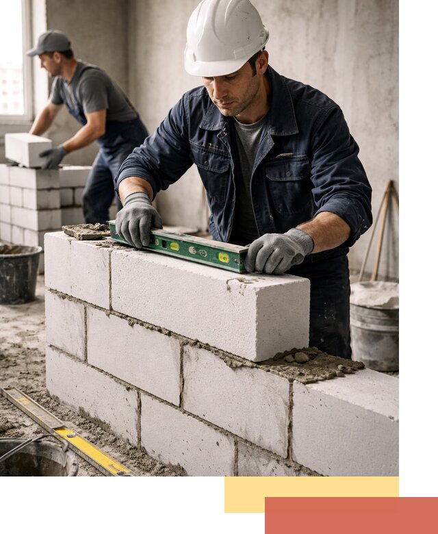 Кладка перегородок из пеноблока под ключ в Кирове