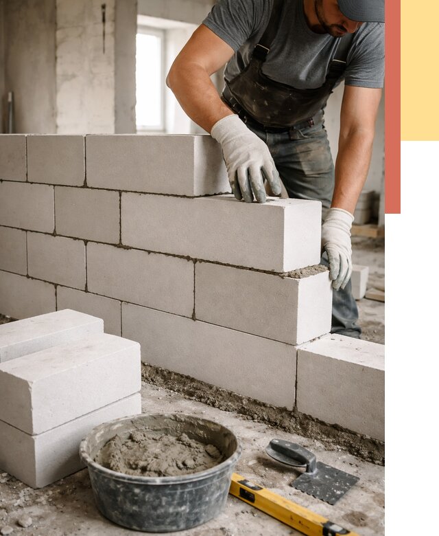 Кладка перегородок из силикатного блока в Кирове от 4145 руб. под ключ | ОТДЕЛОЧНИК-Кри