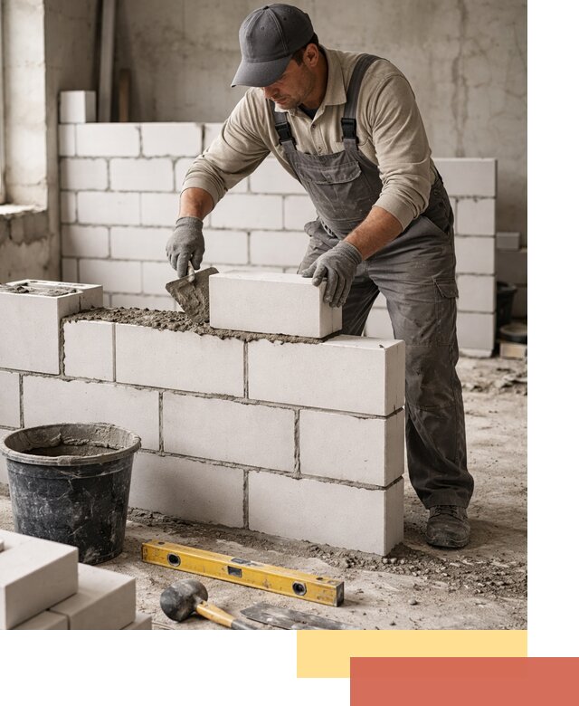 Кладка перегородок из силикатного блока в Кирове