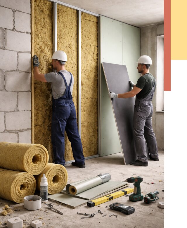 Шумоизоляция перегородок из блоков в Кирове от 1917 руб./м² — быстро и недорого | ОТДЕЛОЧНИК-Кри