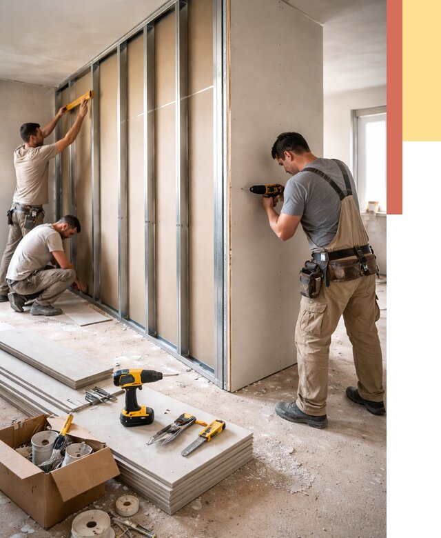 Монтаж однослойной перегородки из гипсокартона в Кирове от 674 руб. | ОТДЕЛОЧНИК-Кри