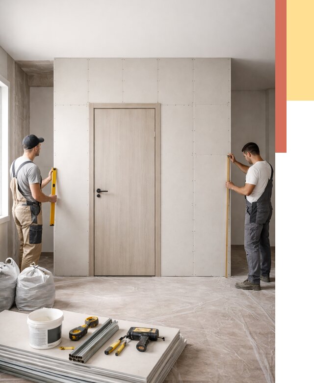 Перегородка из гипсокартона с дверью в Кирове от 4663 руб. под ключ | ОТДЕЛОЧНИК-Кри