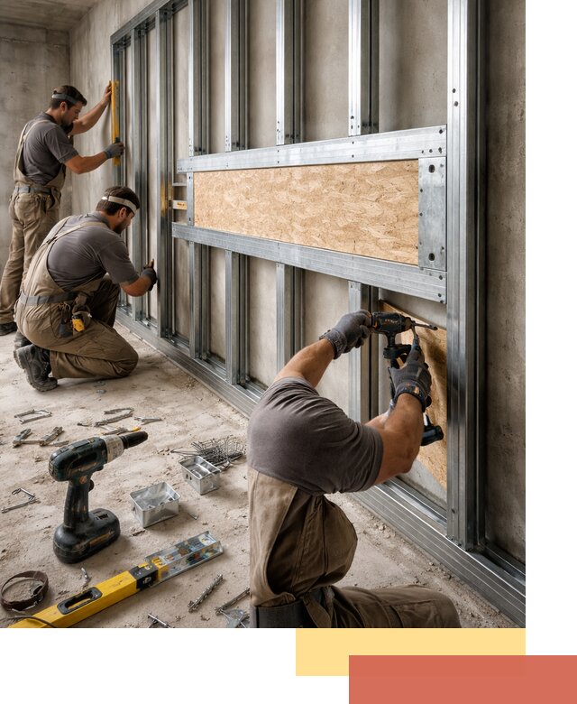 Усиленная перегородка для крепления тяжёлых конструкций в Кирове