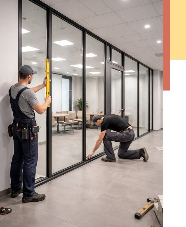 Каркасные стеклянные перегородки в Кирове под ключ от 9533 руб. | ОТДЕЛОЧНИК-Кри