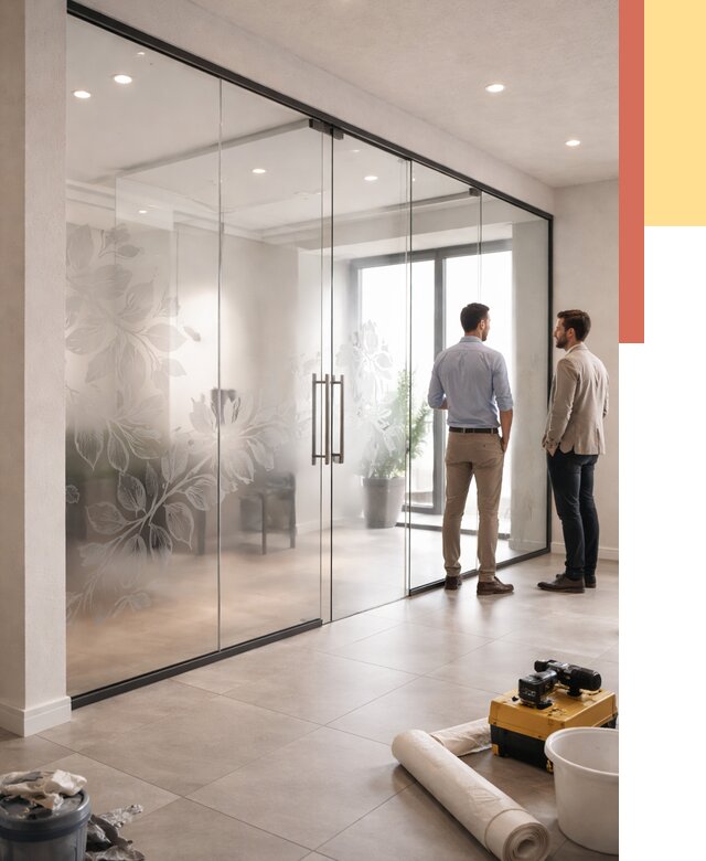 Стеклянные перегородки с рисунком в Кирове от 12953 руб. монтаж и нанесение | ОТДЕЛОЧНИК-Кри