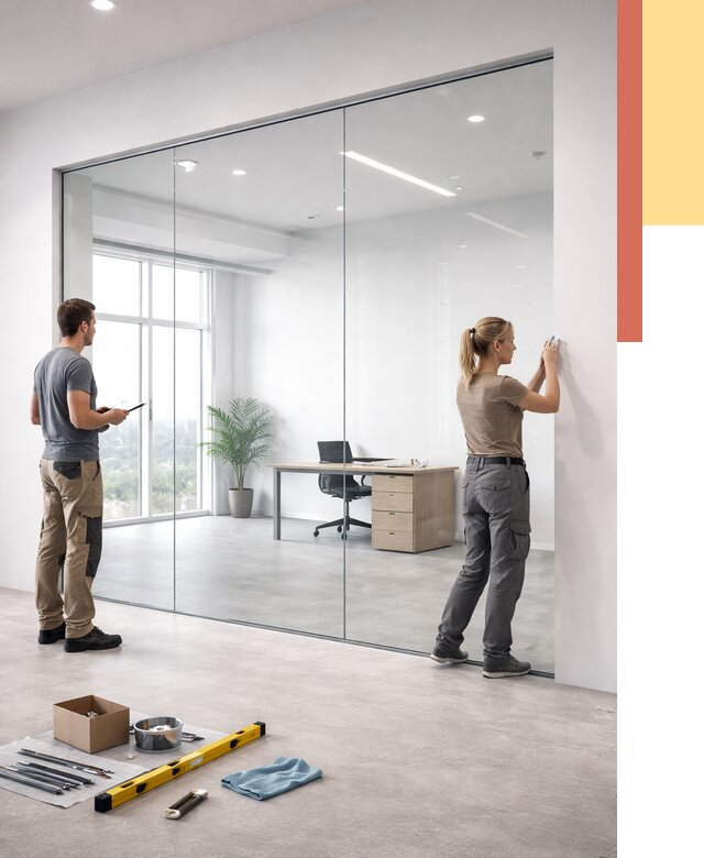 Перегородки из закаленного стекла в Кирове от 9844 руб. под ключ | ОТДЕЛОЧНИК-Кри