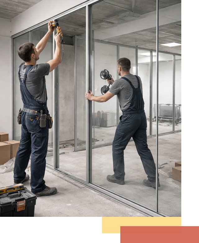 Алюминиевые перегородки со стеклом в Кирове — изготовление и монтаж