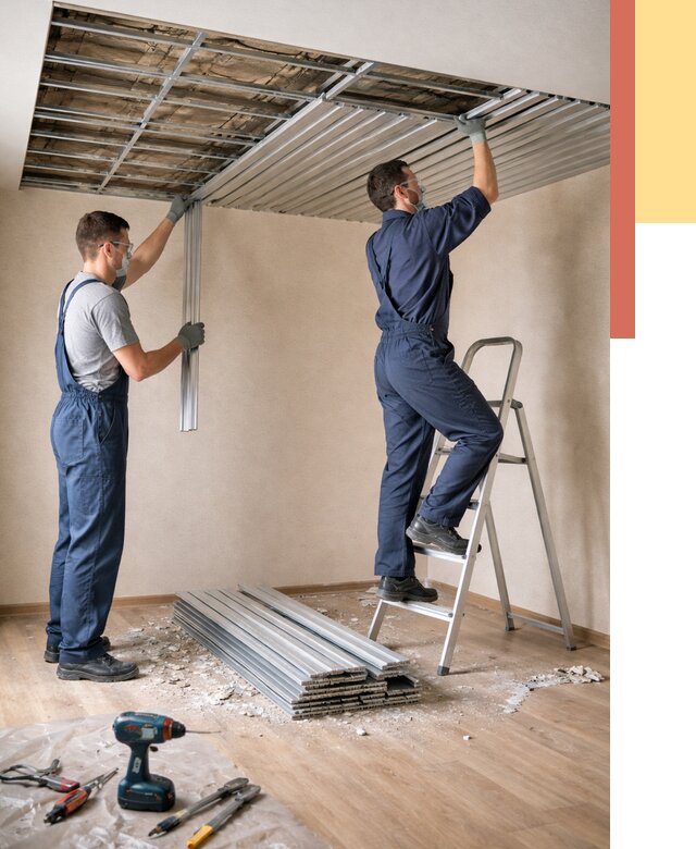 Демонтаж реечного потолка в Кирове от 4663 руб. быстро и недорого | ОТДЕЛОЧНИК-Кри