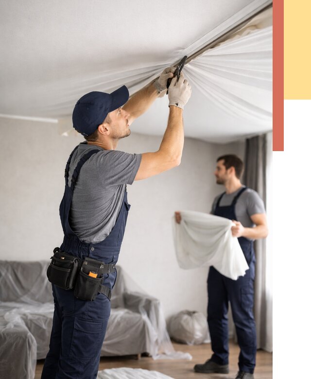 Демонтаж натяжного потолка в Кирове от 4663 руб. — снятие и разбор под ключ | ОТДЕЛОЧНИК-Кри