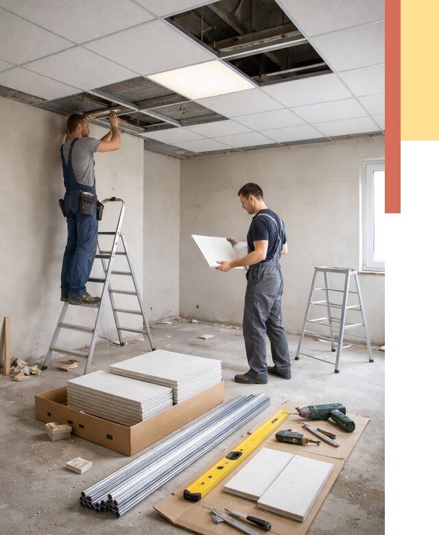 Монтаж потолка армстронг в Кирове от 4663 руб/м2 — быстрая установка под ключ | ОТДЕЛОЧНИК-Кри