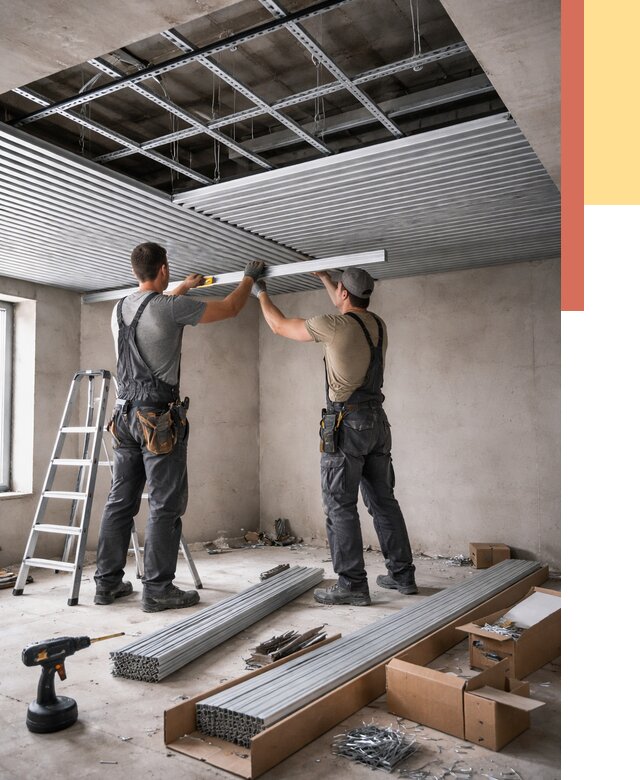 Монтаж реечного потолка в Кирове от 4663 руб. под ключ | ОТДЕЛОЧНИК-Кри