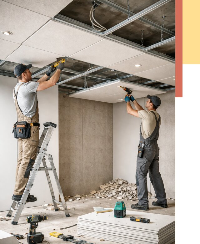 Монтаж акустического потолка в Кирове от 6735 руб/м2 — быстро и недорого | ОТДЕЛОЧНИК-Кри