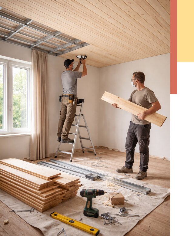 Монтаж потолка из вагонки в Кирове от 6735 руб. | Быстро и недорого — ОТДЕЛОЧНИК-Кри