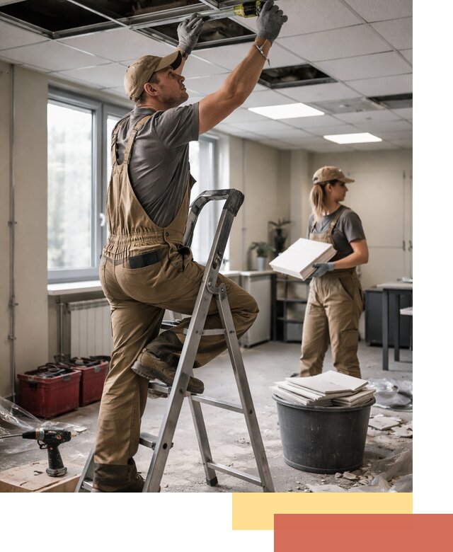 Ремонт потолка Армстронг и замена плит в Кирове