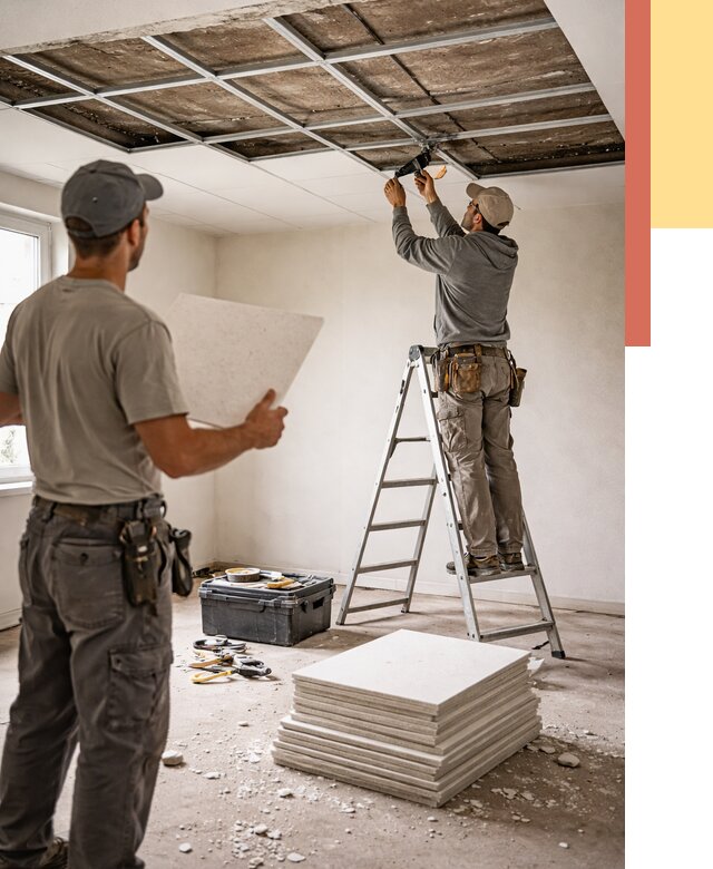 Замена плит подвесного потолка в Кирове от 1813 руб. быстро и недорого | ОТДЕЛОЧНИК-Кри