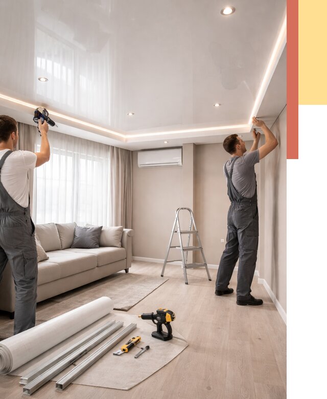 Монтаж глянцевого натяжного потолка в Кирове от 777 руб. под ключ | ОТДЕЛОЧНИК-Кри