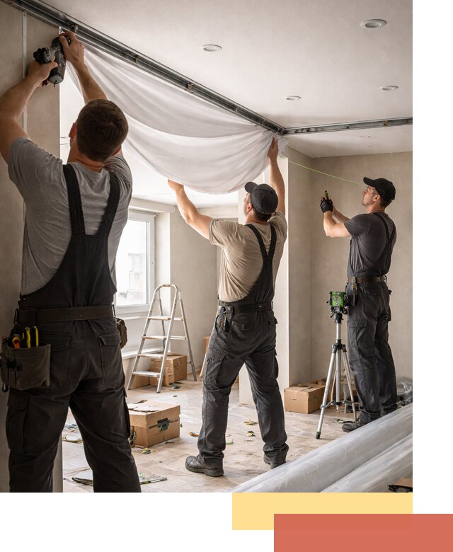 Монтаж парящего натяжного потолка под ключ в Кирове