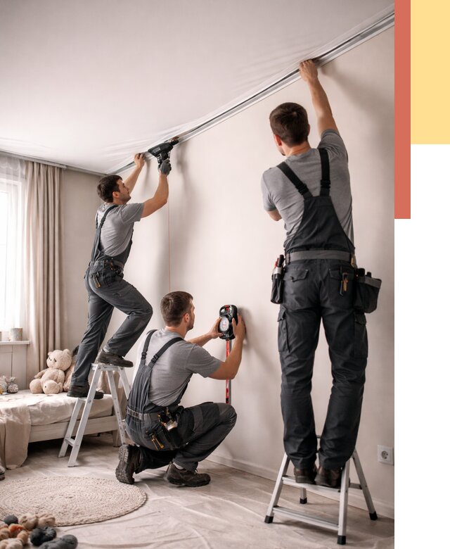 Монтаж натяжного потолка в детской в Кирове от 3627 руб. — быстро и недорого | ОТДЕЛОЧНИК-Кри