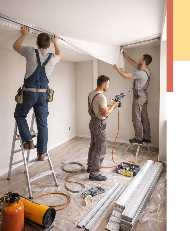 Монтаж натяжного потолка в студии в Кирове от 5699 руб. — быстро и недорого | ОТДЕЛОЧНИК-Кри