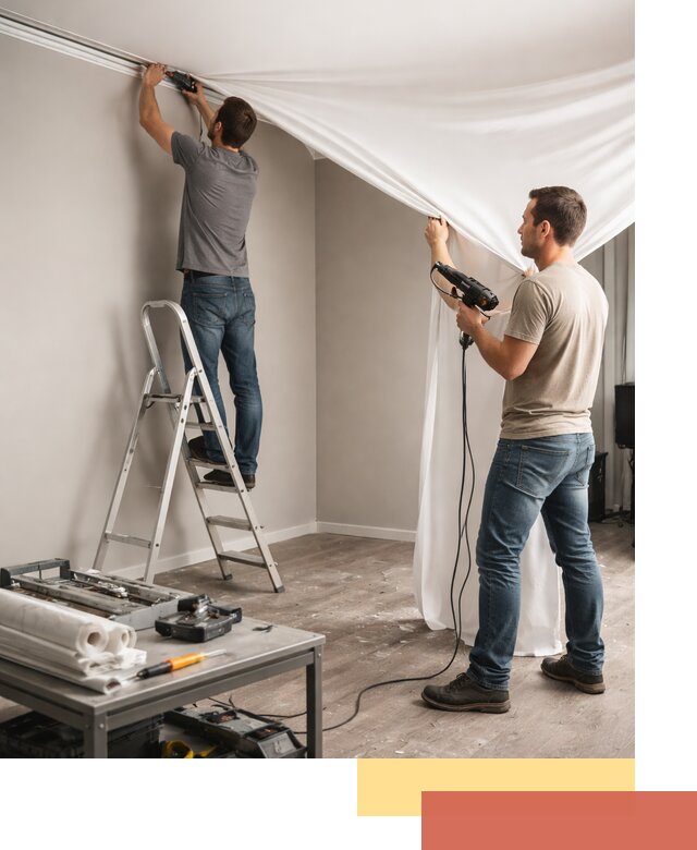 Монтаж натяжного потолка в студии в Кирове