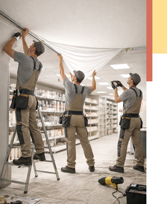 Монтаж натяжного потолка в магазине в Кирове от 4663 руб. быстро и недорого | ОТДЕЛОЧНИК-Кри