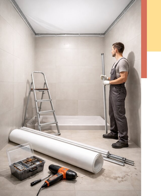 Монтаж натяжного потолка в санузле в Кирове от 1917 руб. — ОТДЕЛОЧНИК-Кри