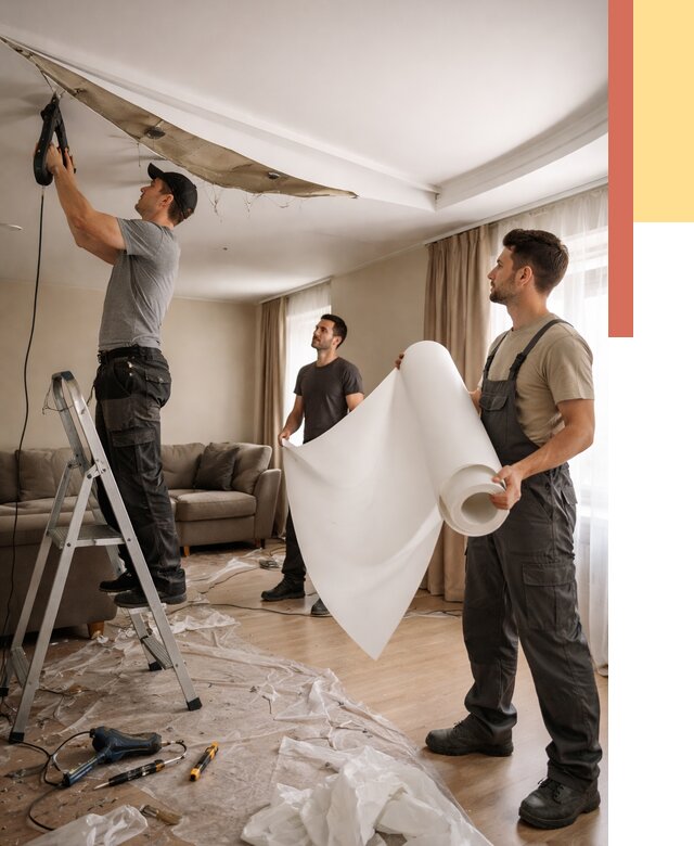 Замена полотна натяжного потолка в Кирове от 9844 руб. быстро и недорого | ОТДЕЛОЧНИК-Кри