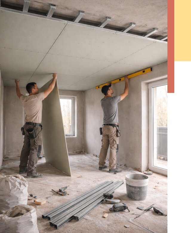 Одноуровневый потолок из гипсокартона в Кирове от 777 руб. — монтаж под ключ | ОТДЕЛОЧНИК-Кри