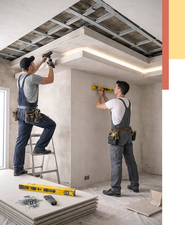 Двухуровневый потолок из гипсокартона в Кирове от 1502 руб. под ключ | ОТДЕЛОЧНИК-Кри