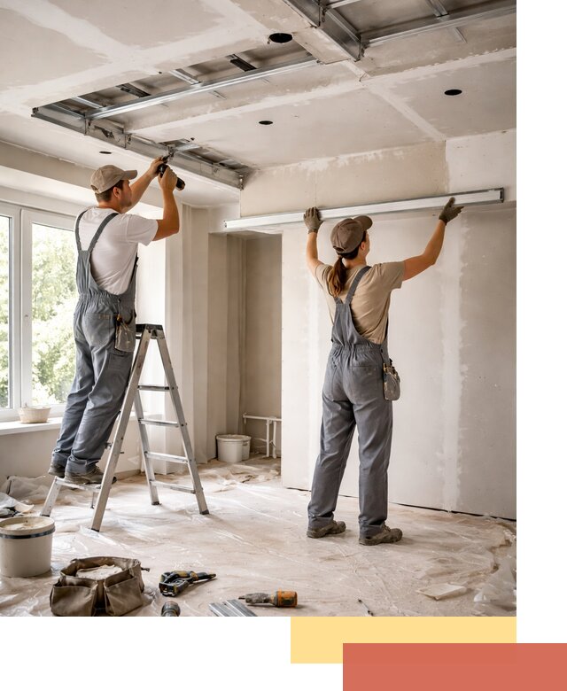 Монтаж многоуровневого потолка из гипсокартона в Кирове