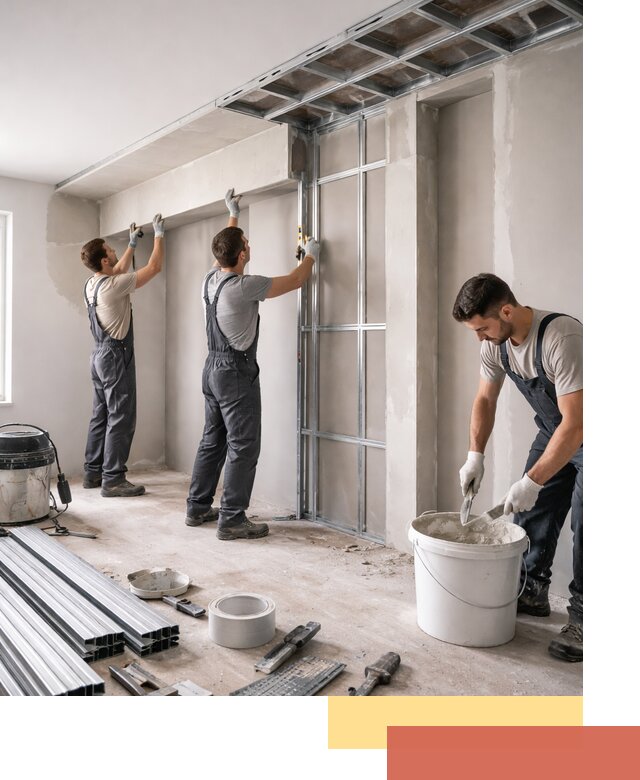 Монтаж потолка из гипсокартона с нишей в Кирове