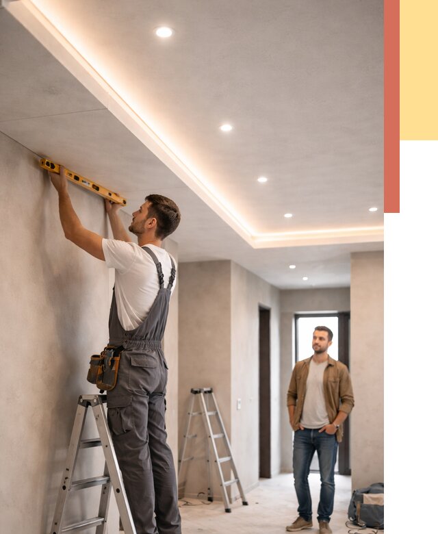 Потолок из гипсокартона с подсветкой в Кирове от 777 руб./м2 под ключ | ОТДЕЛОЧНИК-Кри