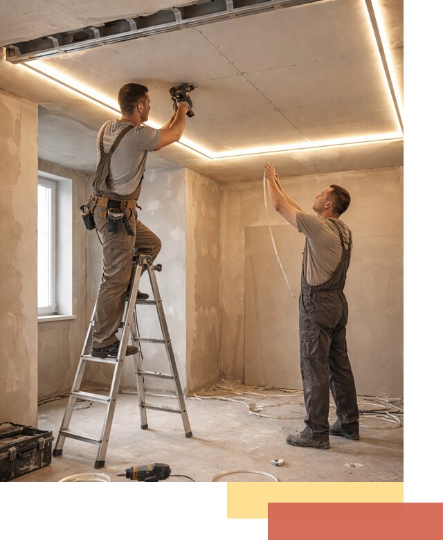 Потолок из гипсокартона с подсветкой в Кирове