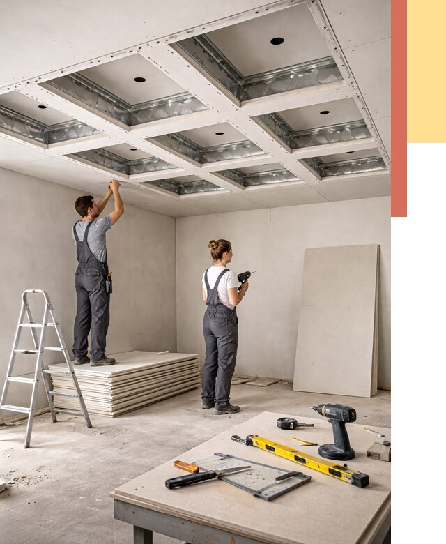 Кессонный потолок из гипсокартона в Кирове от 1917 руб. — монтаж и под ключ | ОТДЕЛОЧНИК-Кри