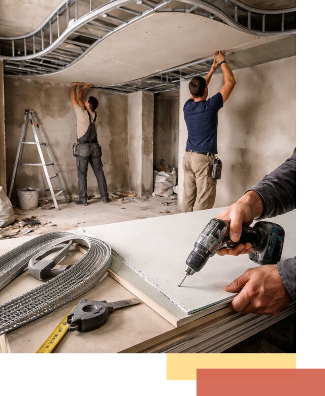 Криволинейный потолок из гипсокартона в Кирове — монтаж и отделка