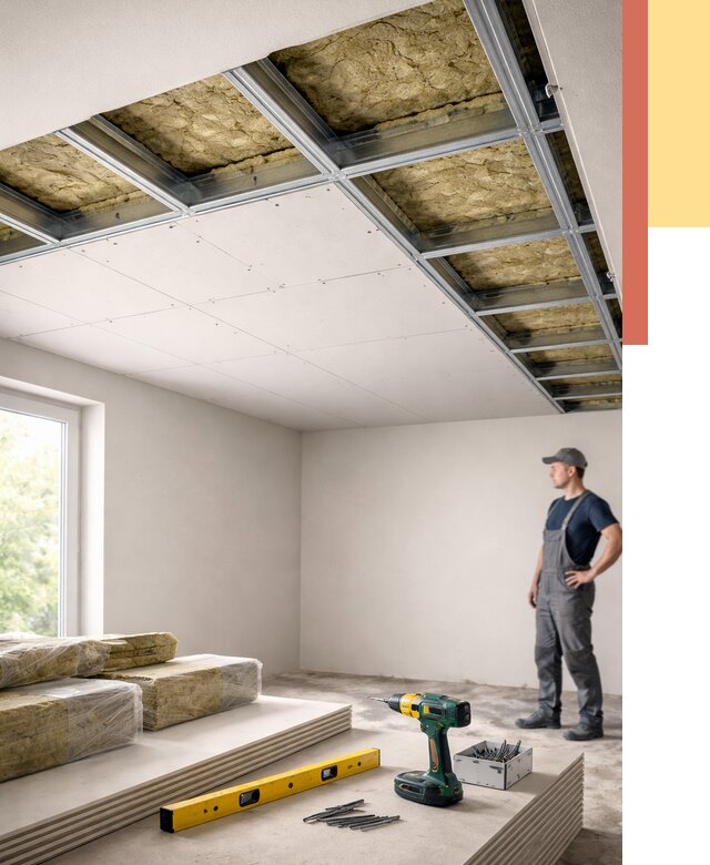 Звукоизоляция потолка ГКЛ в Кирове от 984 руб. — монтаж под ключ | ОТДЕЛОЧНИК-Кри